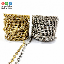 CORRENTE DE STRASS SS16 10 MTS OURO/PRATA - Armarinho Beira Rio Ltda